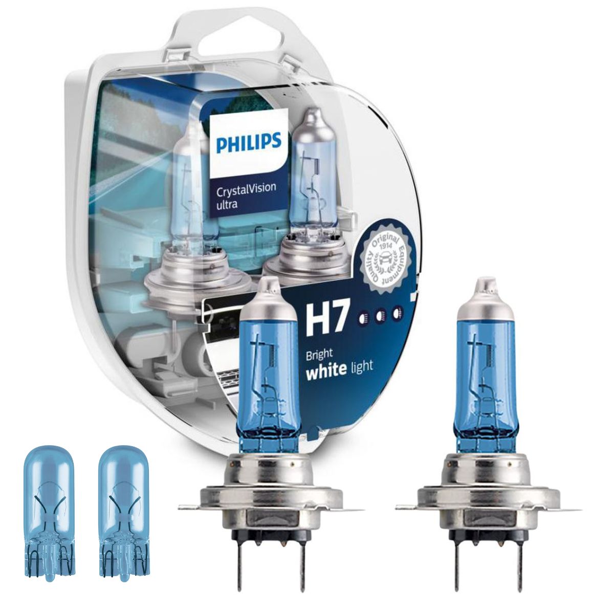 Kit Par Lâmpada H7 12V CRYSTAL VISION ULTRA e Par Pingão W5W - Philips - 12972CVUSM