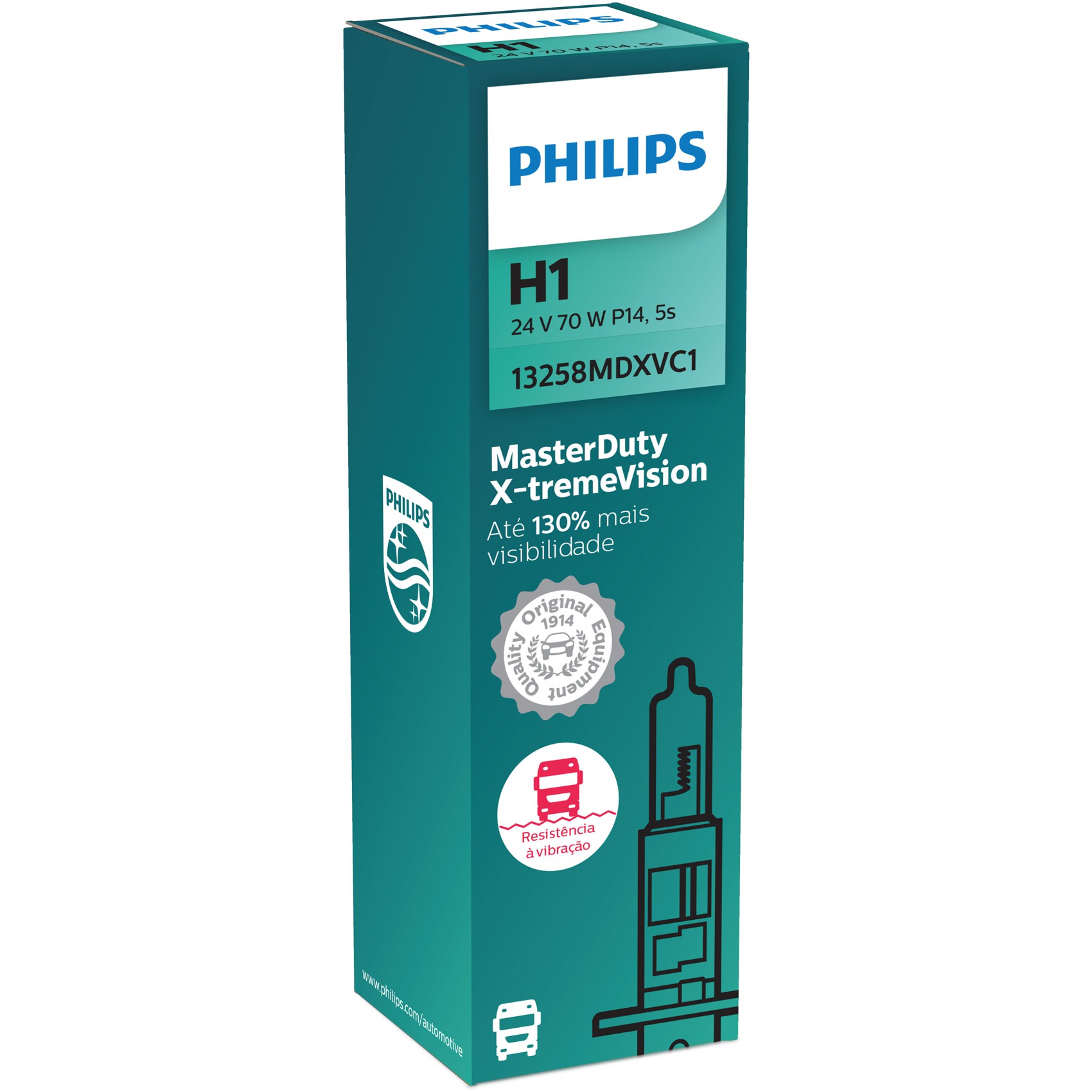Lâmpada do Farol H1 24V MASTER DUTY X-TREME VISION - Philips - 13258MDXVC1