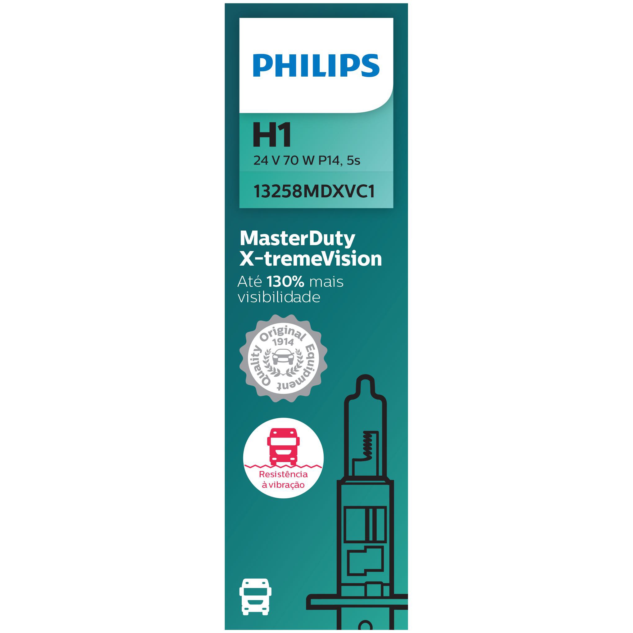 Lâmpada do Farol H1 24V MASTER DUTY X-TREME VISION - Philips - 13258MDXVC1