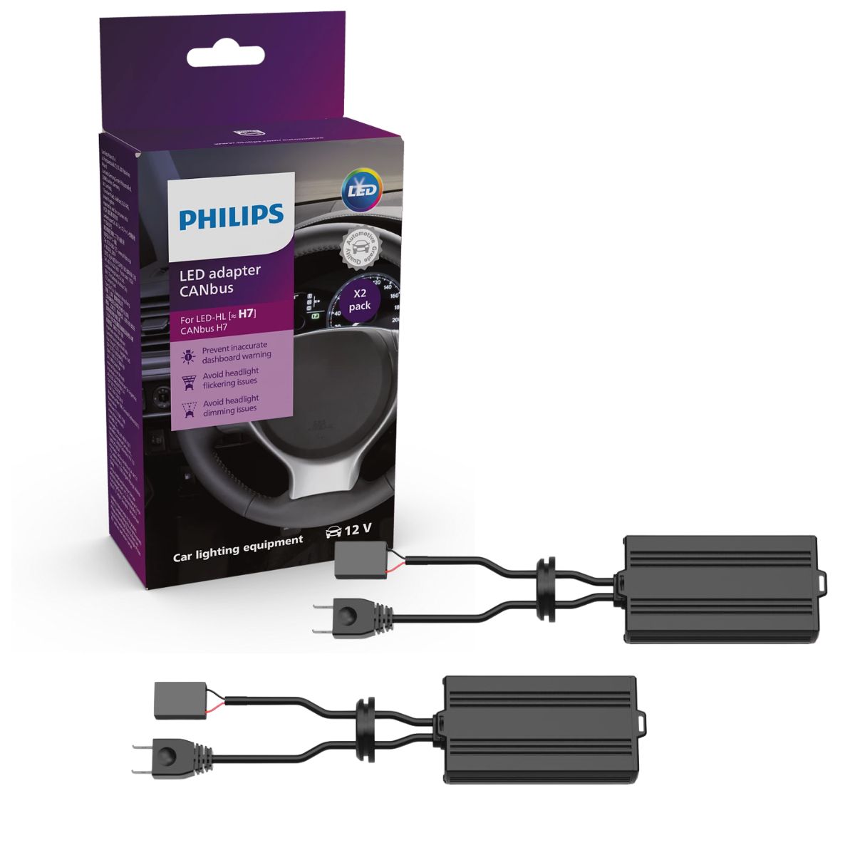 Par Adaptador Lâmpada Led Canceller Canbus H7 12V - Philips - 18952X2