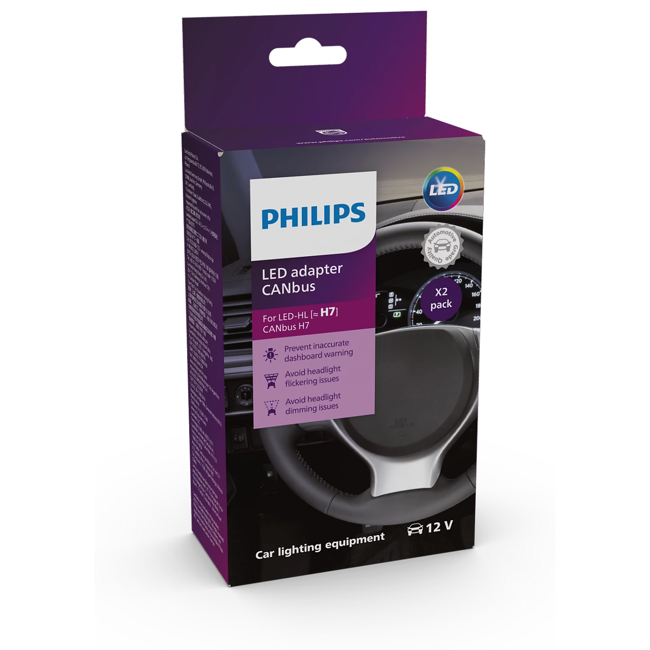 Par Adaptador Lâmpada Led Canceller Canbus H7 12V - Philips - 18952X2