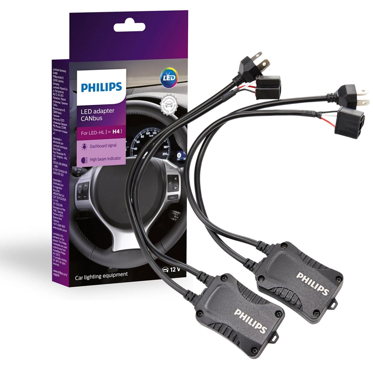 Par Adaptador Lâmpada Led Canceller Canbus H4 12V - Philips - 18960C2