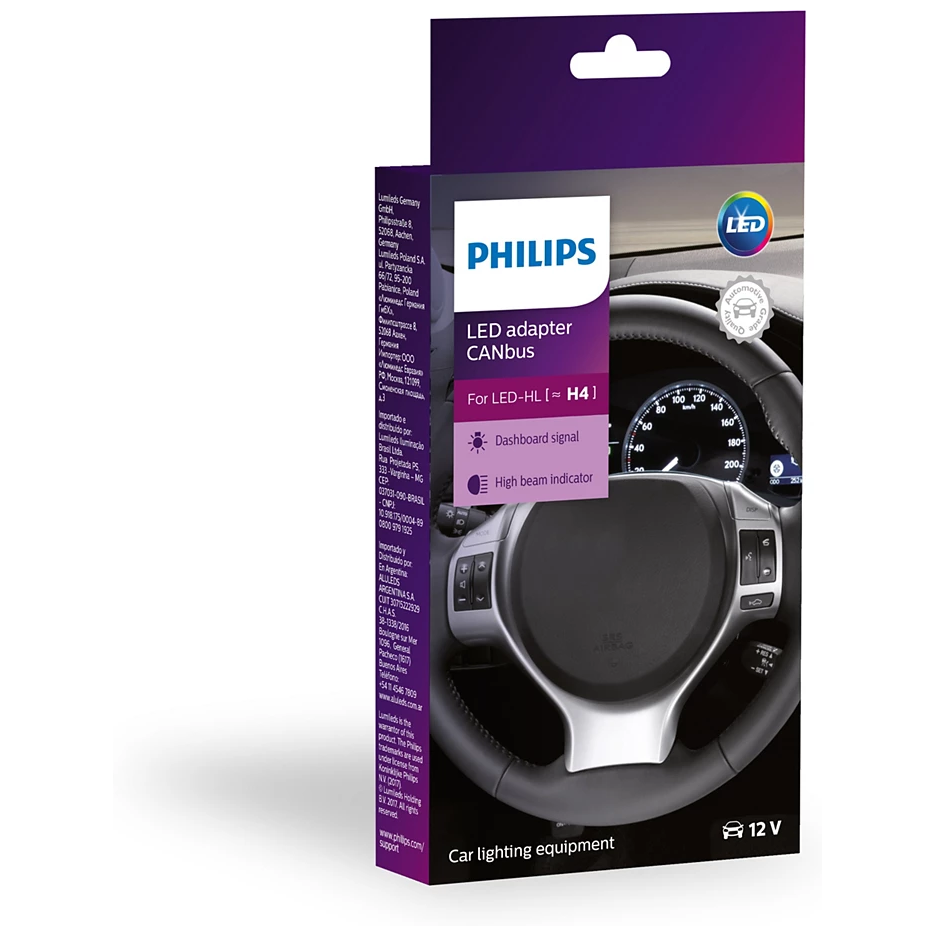 Par Adaptador Lâmpada Led Canceller Canbus H4 12V - Philips - 18960C2