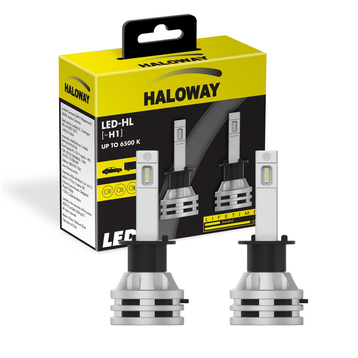 Par Lâmpada LED do Farol H1 12V/24V 6500K - Haloway - LED H1 HAL
