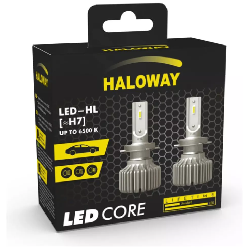 Par Lâmpada LED do Farol H7 12V 6500K HWC - Haloway - LED H7 HWC