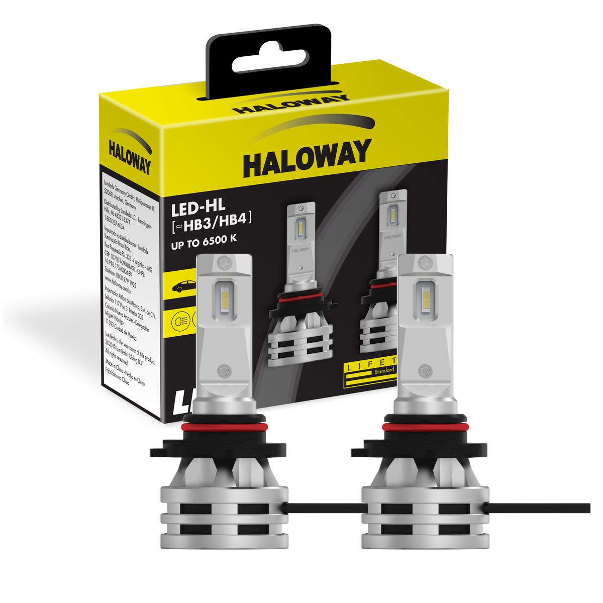 Par Lâmpada LED do Farol HB3/HB4 12V 6500K - Haloway - LED HB3/4 HAL