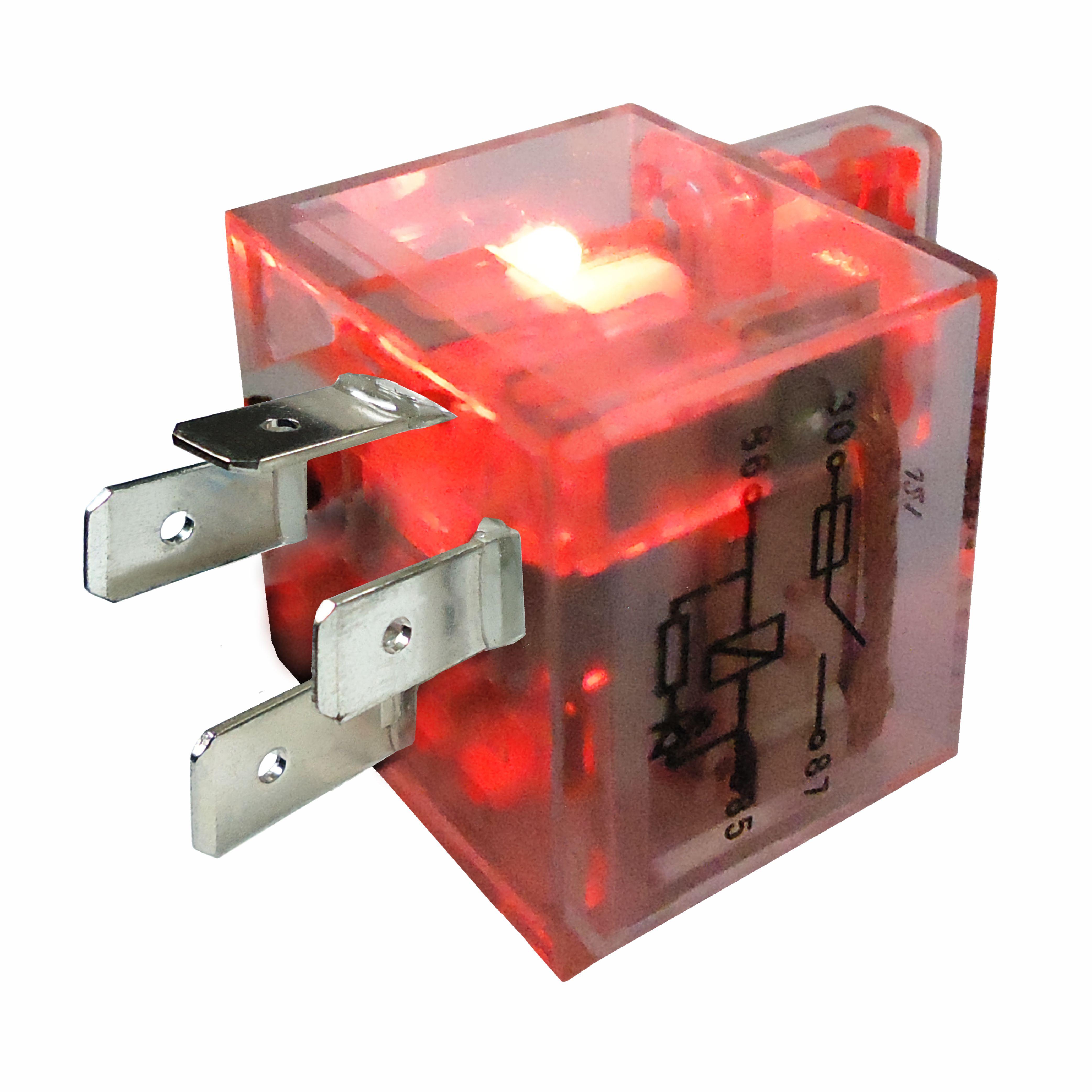 Relé Auxiliar Acrílico com LED e Fusível 40A 24V 4 Terminais - DNI - 8251