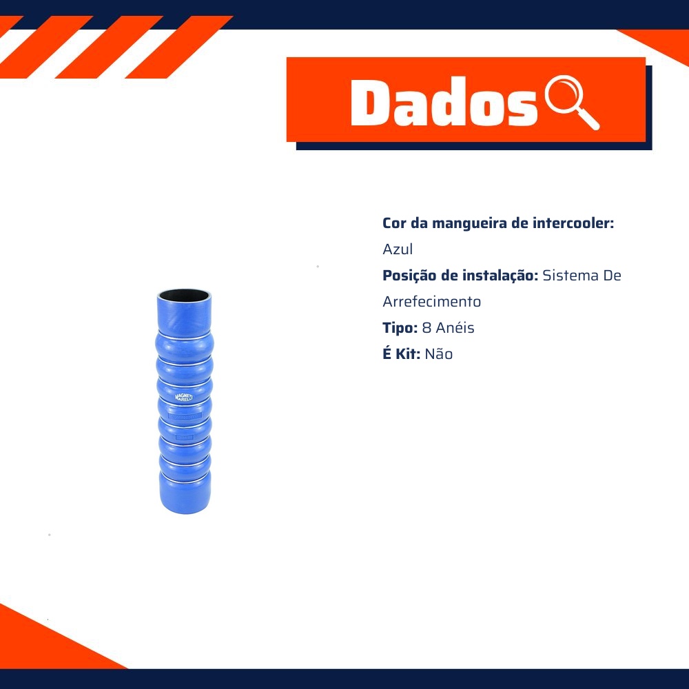 Intercooler Azul 8 Anéis para Volvo VM 260 e VM 310 - Magneti Marelli - MGMM8078VO