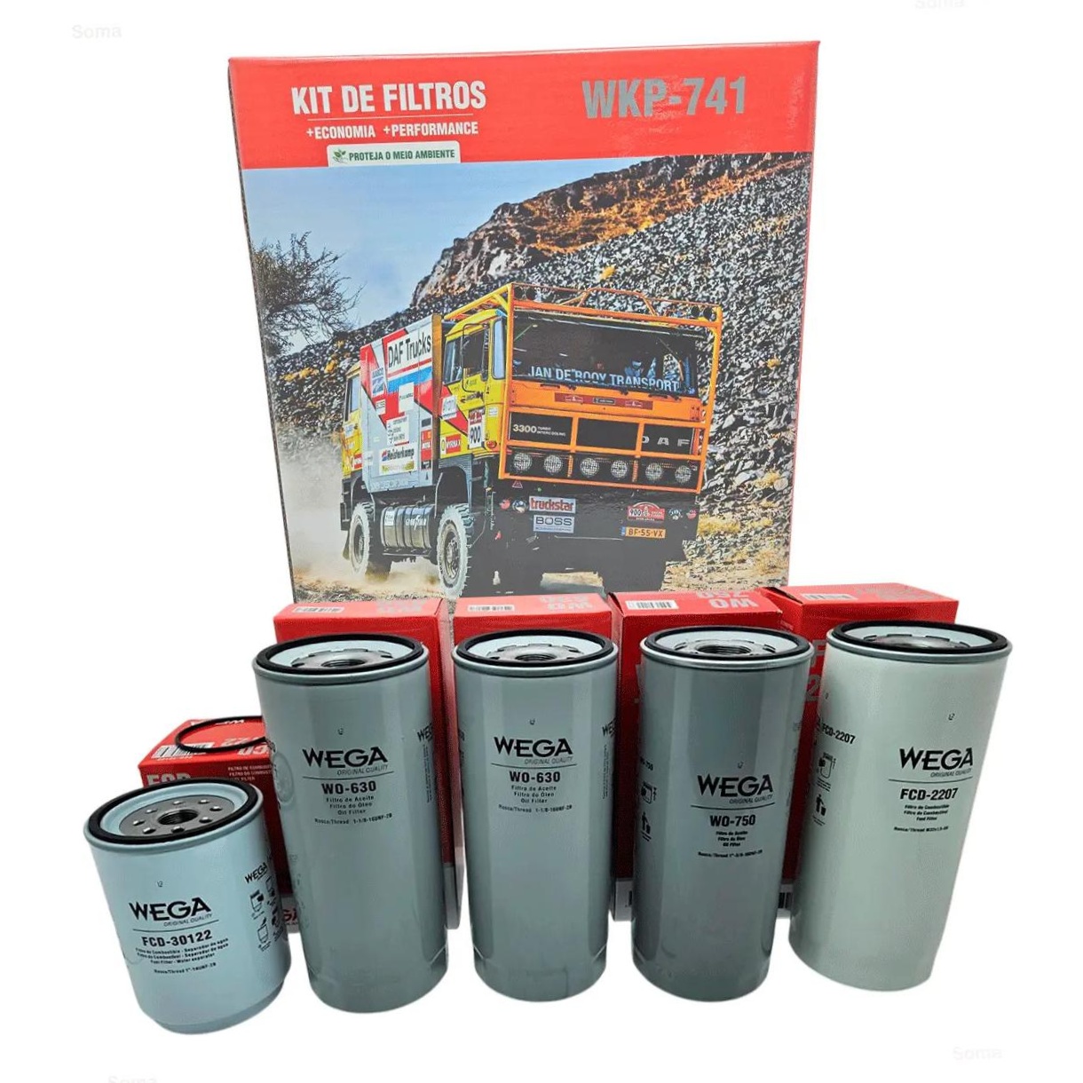 Kit Troca Filtro Óleo 1 Comb Volvo FH FH12 FM FM12 FMX D11C D13A D13C 11L 13L 07/16 - Wega - WKP-741