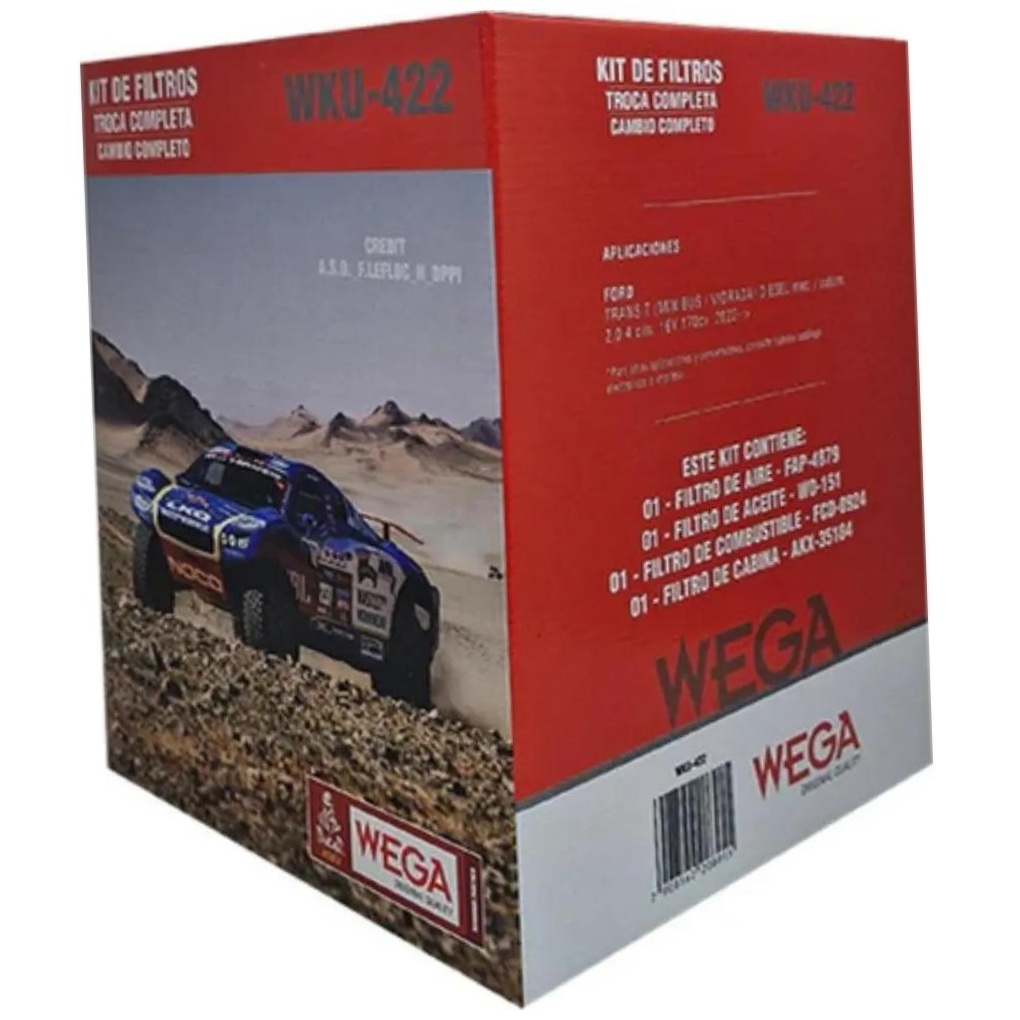 Kit Troca Completa Filtros Ar Combustível Óleo Cabine Transit 2.0 16V Diesel 22> - Wega - WKU-422