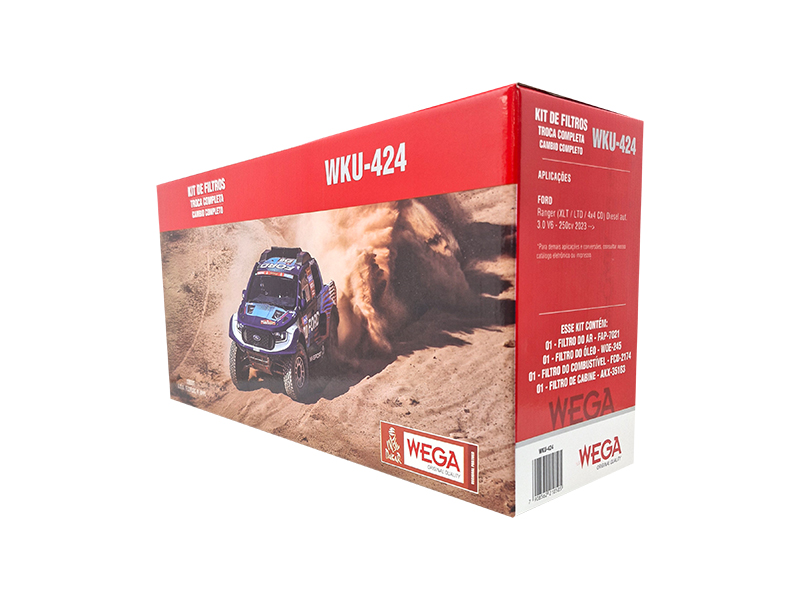 Kit Troca Completa Filtros Ar Combustível Óleo Cabine para Ranger 3.0 Diesel 2023 - Wega - WKU-424