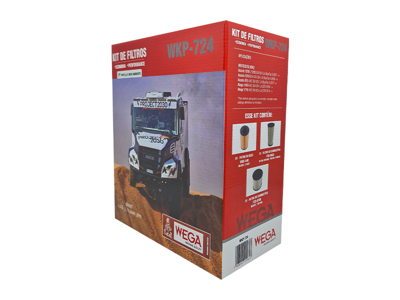 Kit Filtro Óleo 2x Comb MB Accelo 815 1016 1313 1316 Atego 1419 1719 OM924LA 17/24 - Wega - WKP-724