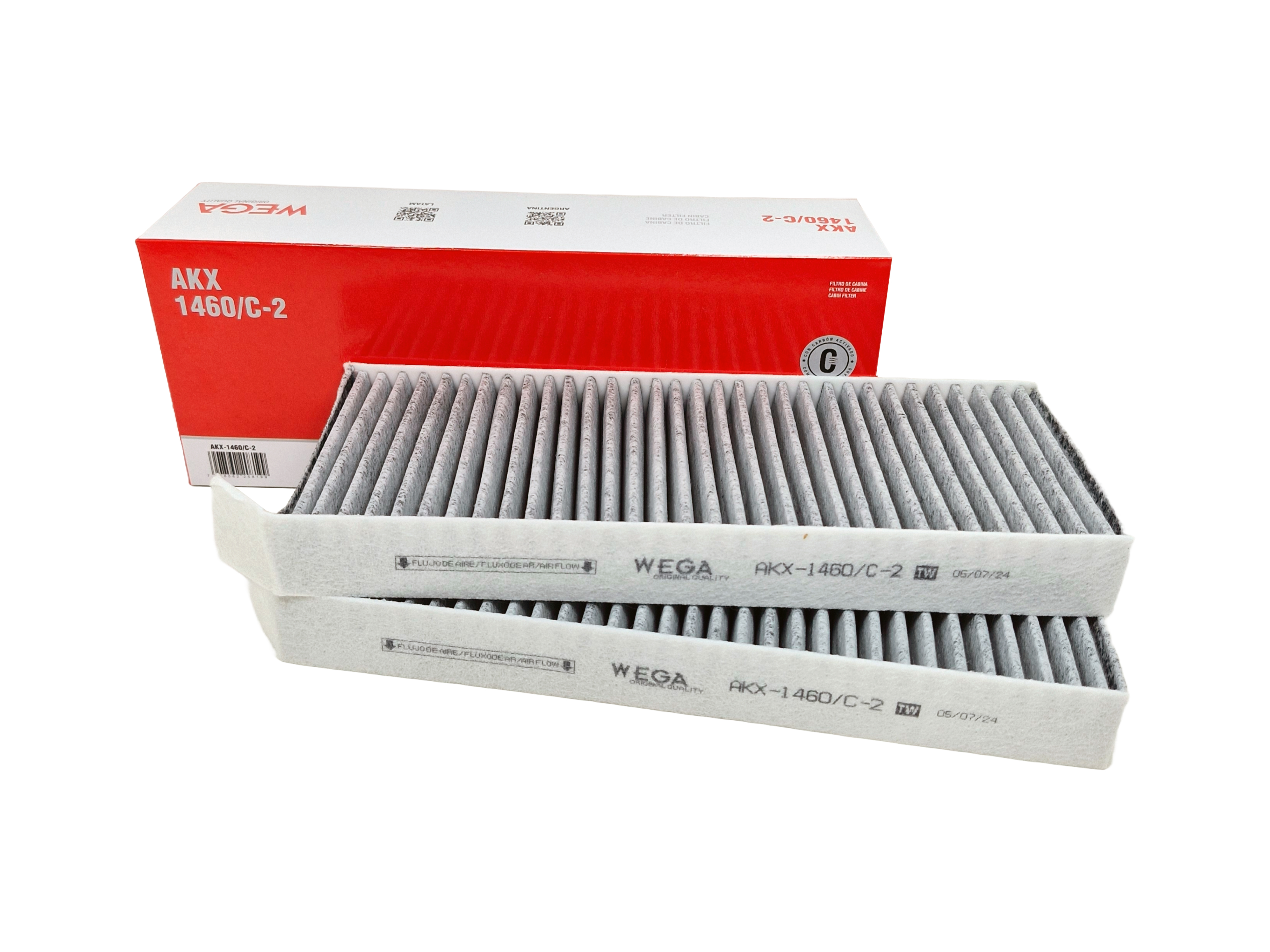 Par FIltro de Ar Condicionado Cabine com Carvão Ativado - Wega - AKX-1460/C-2