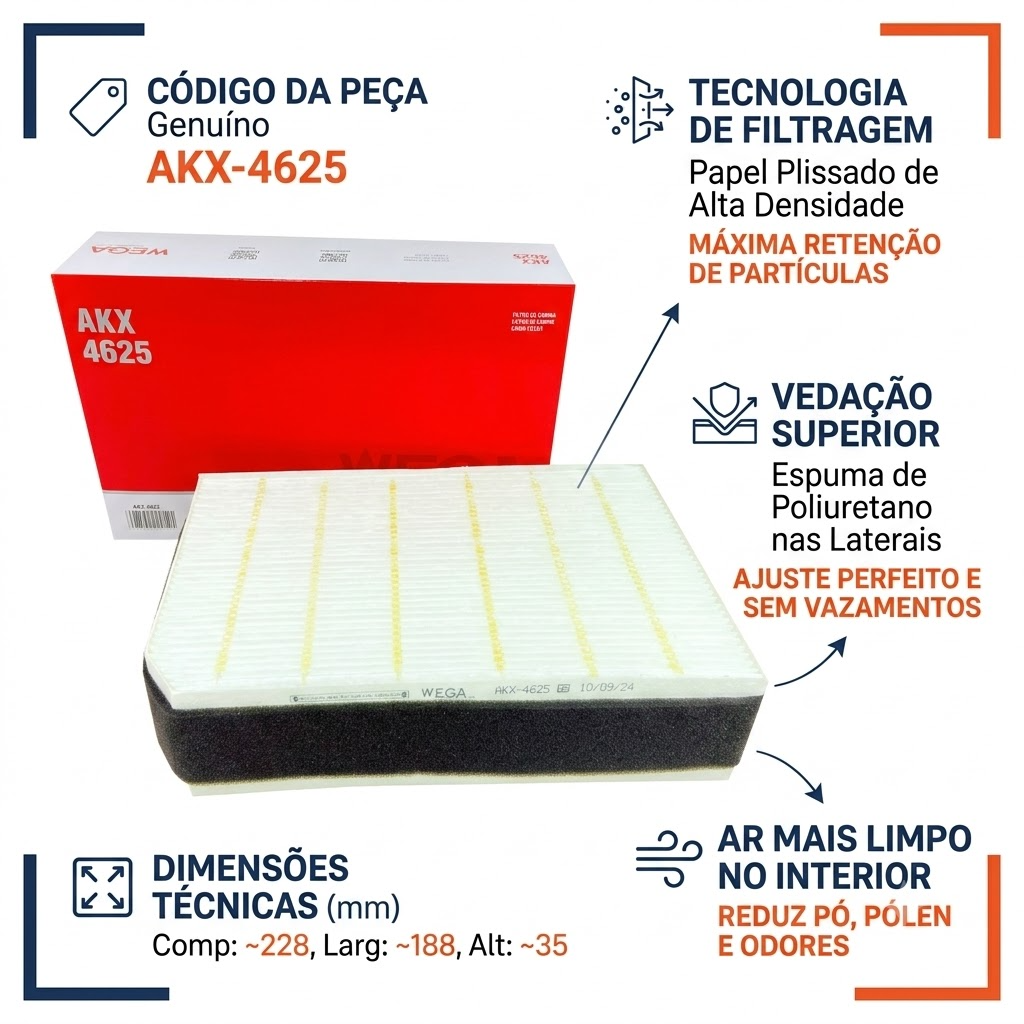 FIltro de Ar Condicionado Cabine - Wega - AKX-4625