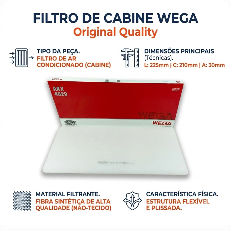 FIltro de Ar Condicionado Cabine - Wega - AKX-4629