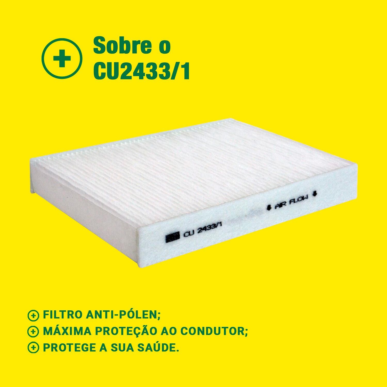 Filtro de Ar da Cabine para Ford Fiesta e Fusion - Mann-Filter - CU2433/1