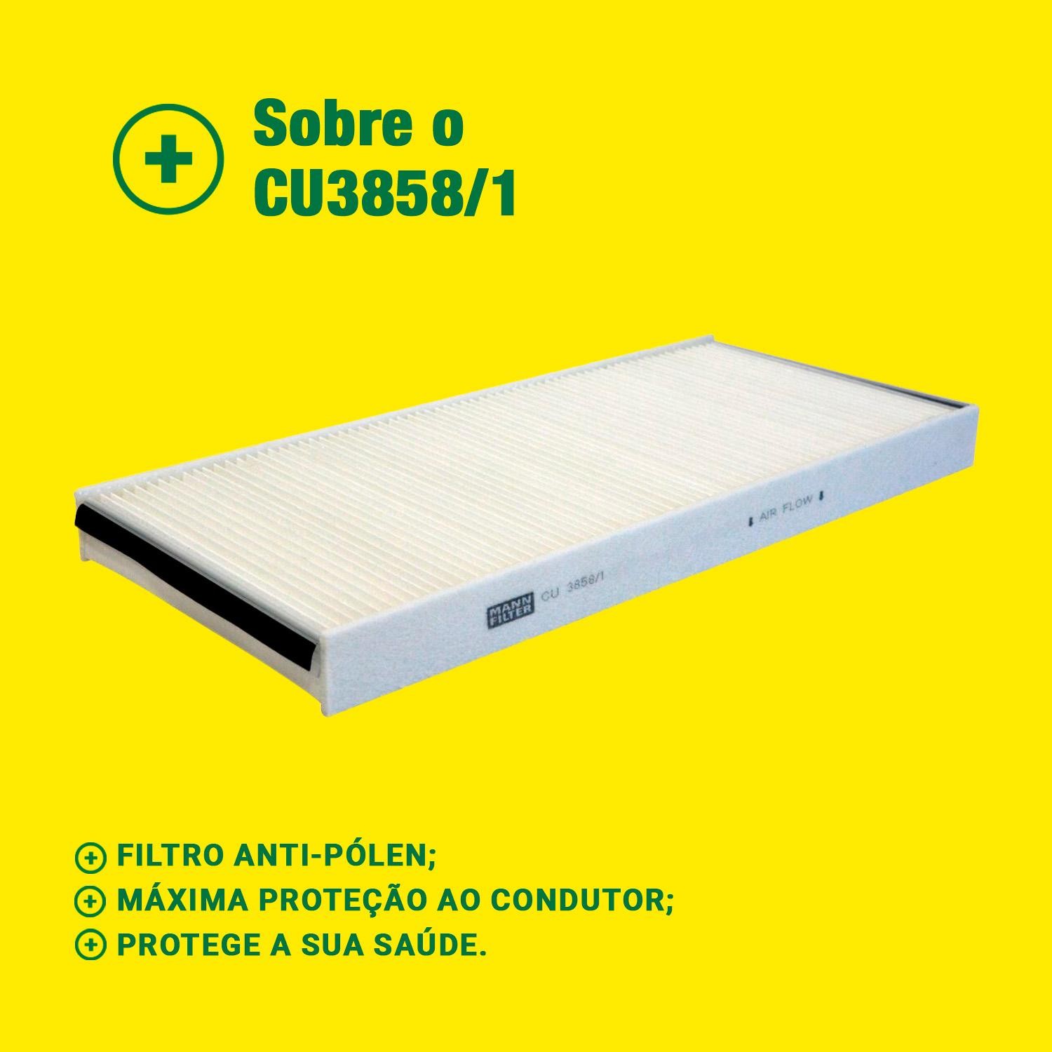 FIltro de Ar Condicionado Cabine - Mann-Filter - CU3858/1