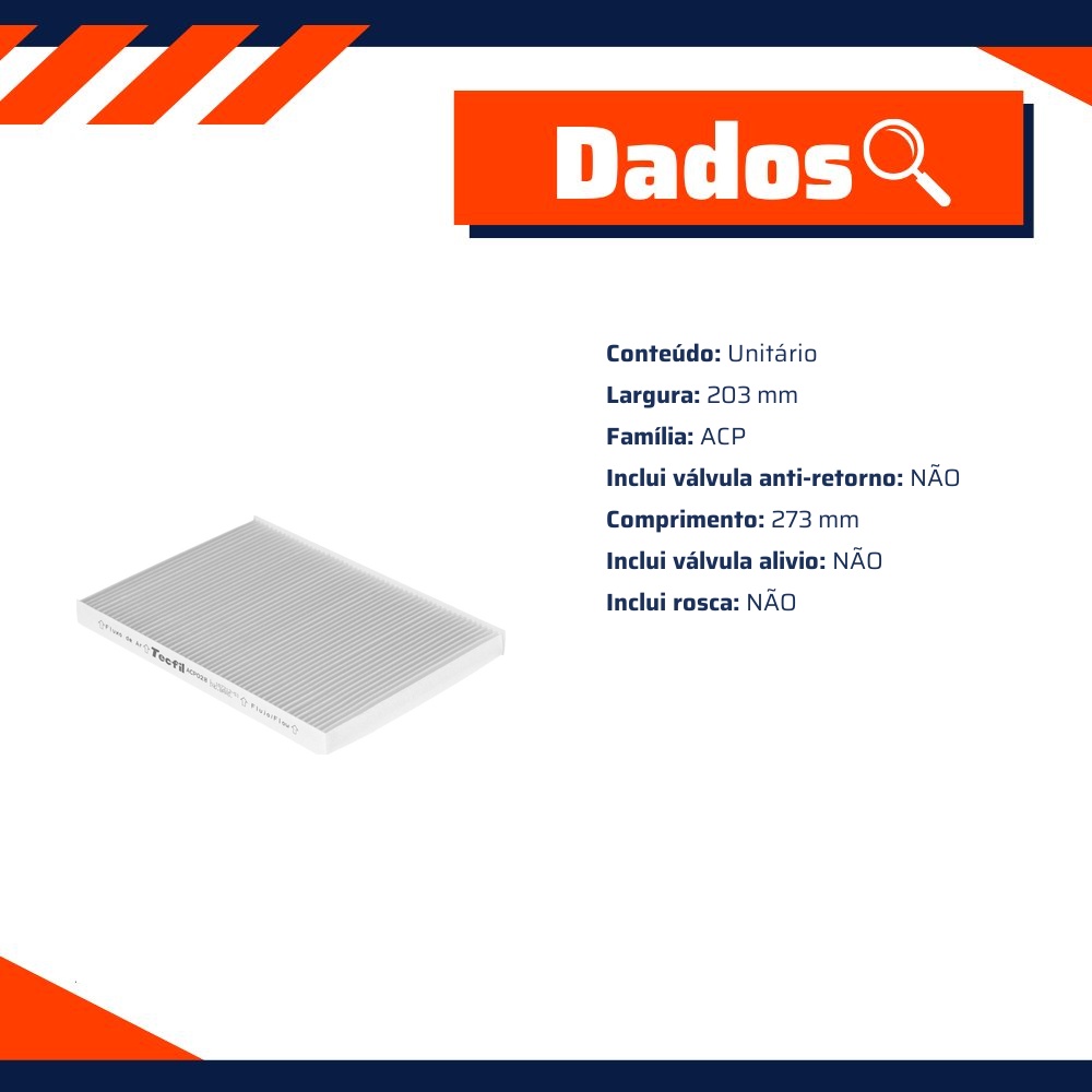 FIltro de Ar Condicionado Cabine - Tecfil - ACP028
