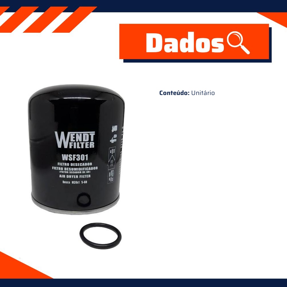 Filtro Secador do Ar Comprimido - Wendt Parts - WSF301