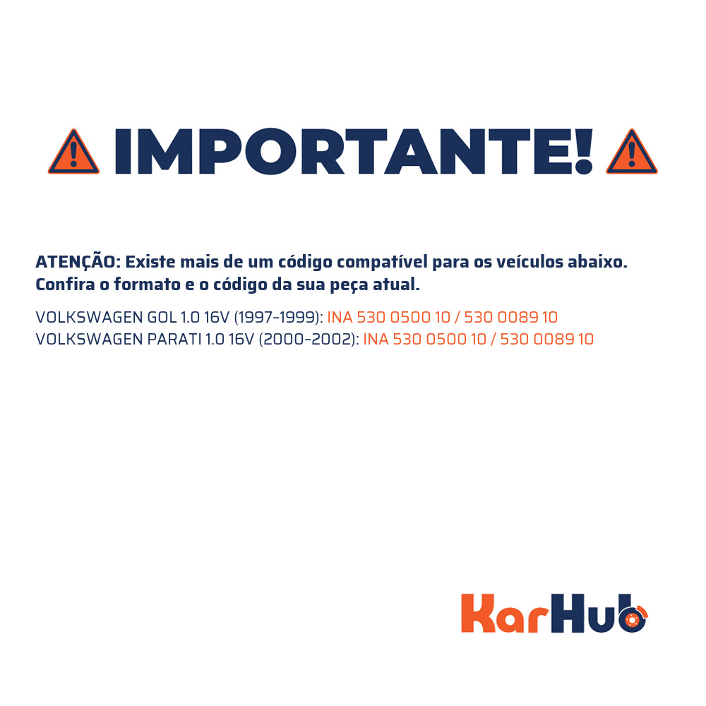 Kit Tensor e Correia para Volkswagen Gol e Parati - INA - 530 0500 10