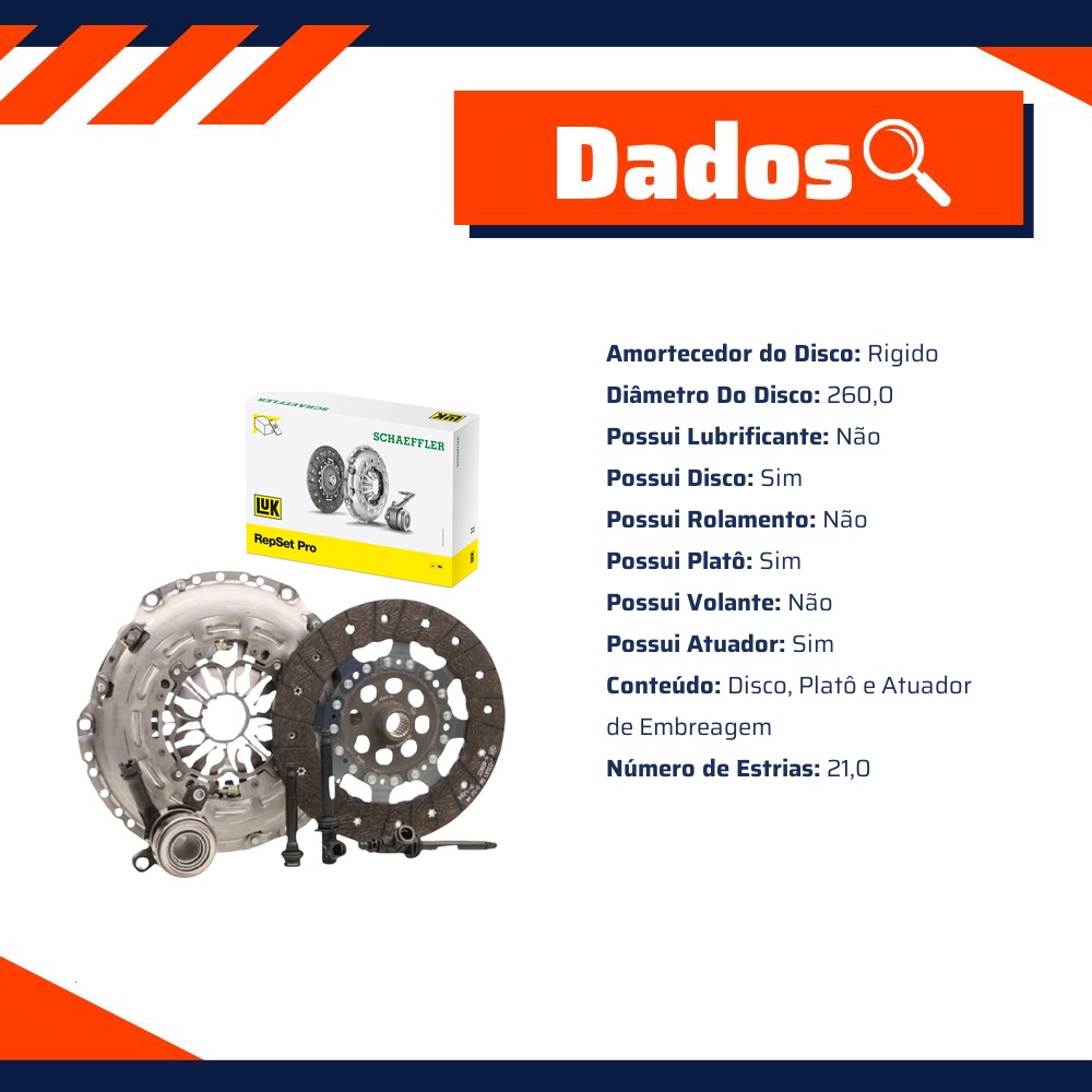 Kit de Embreagem com Disco, Platô e Atuador para Renault Master - LuK - 626 3049 33