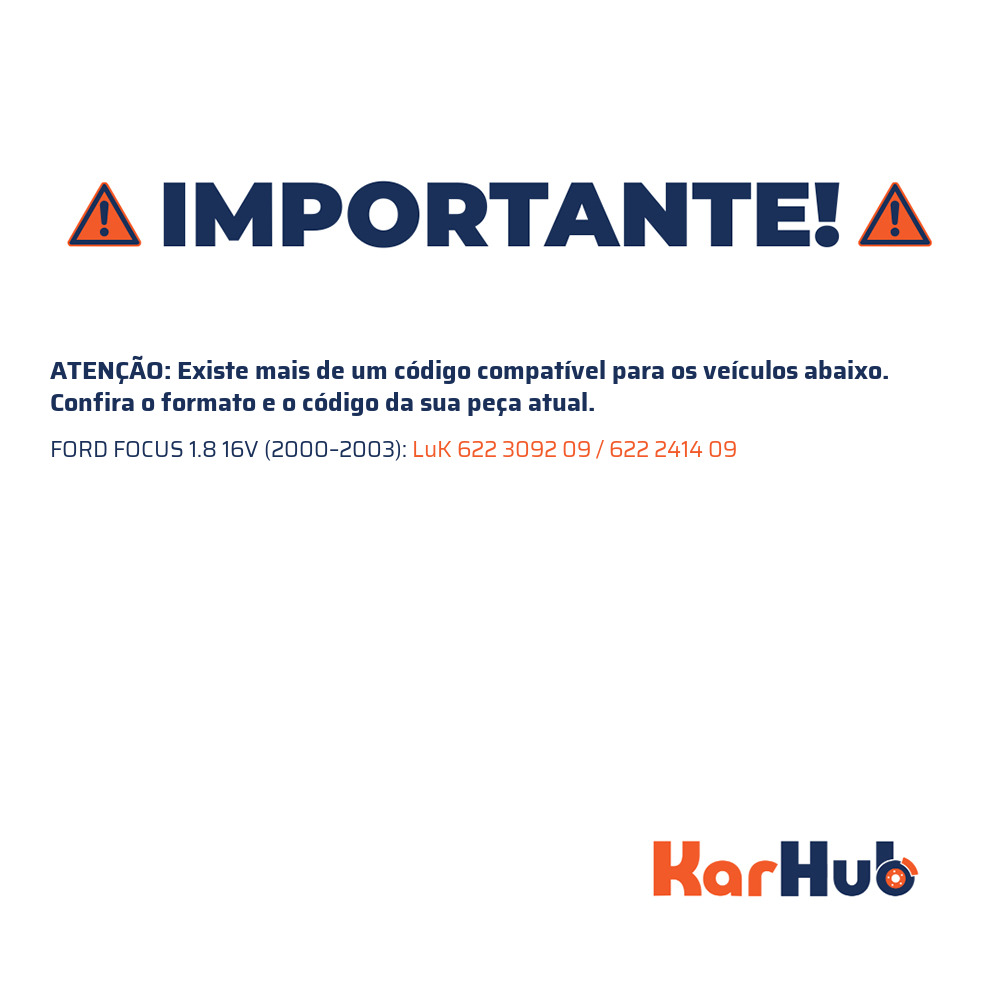 Kit de Embreagem com Disco e Platô para Ford Focus - LuK - 622 3092 09