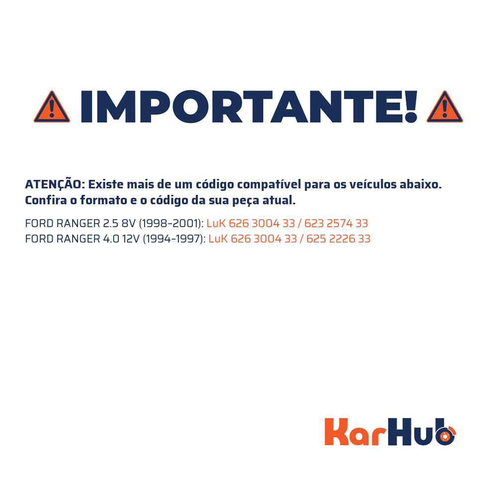 Kit de Embreagem com Disco, Platô e Atuador para Ford Explorer e Ranger - LuK - 626 3004 33