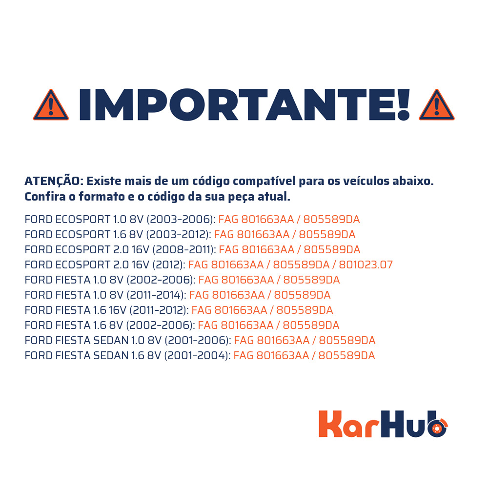 Rolamento de Roda Dianteiro ou Traseiro - FAG - 801663AA