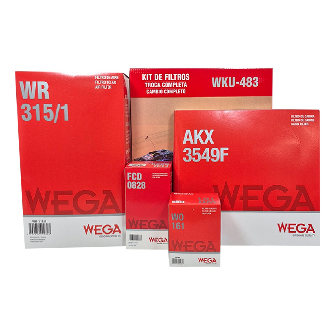Kit Filtros de Ar Combustível Óleo e Cabine - Wega - WKU-483