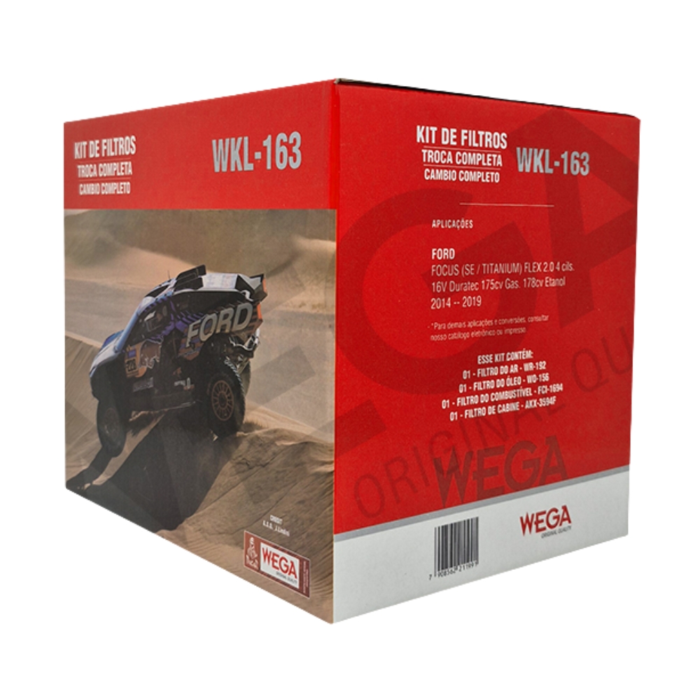 Kit Filtros de Ar Combustível Óleo e Cabine - Wega - WKL-163