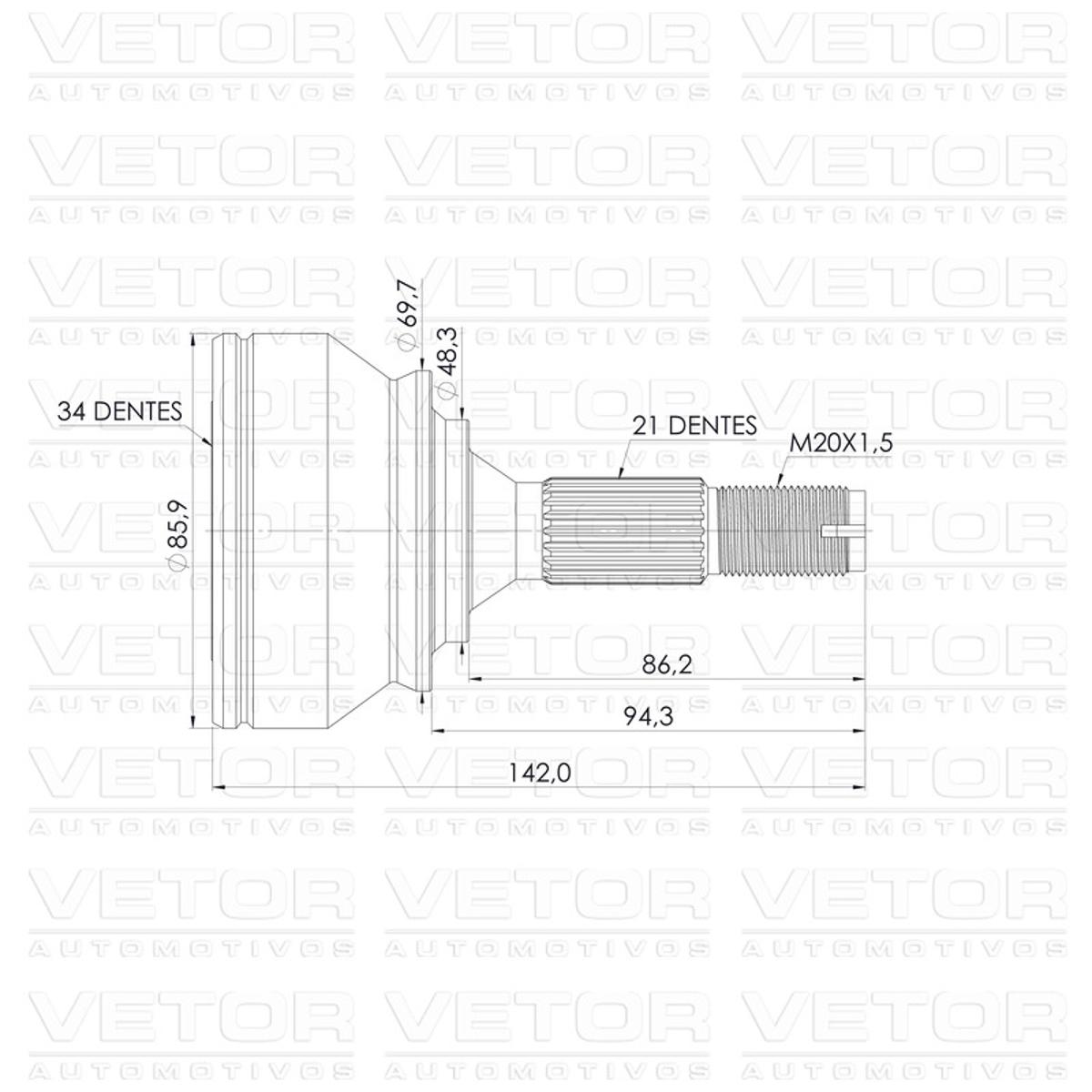 Ponteira Junta Homocinética - Vetor - VT6023