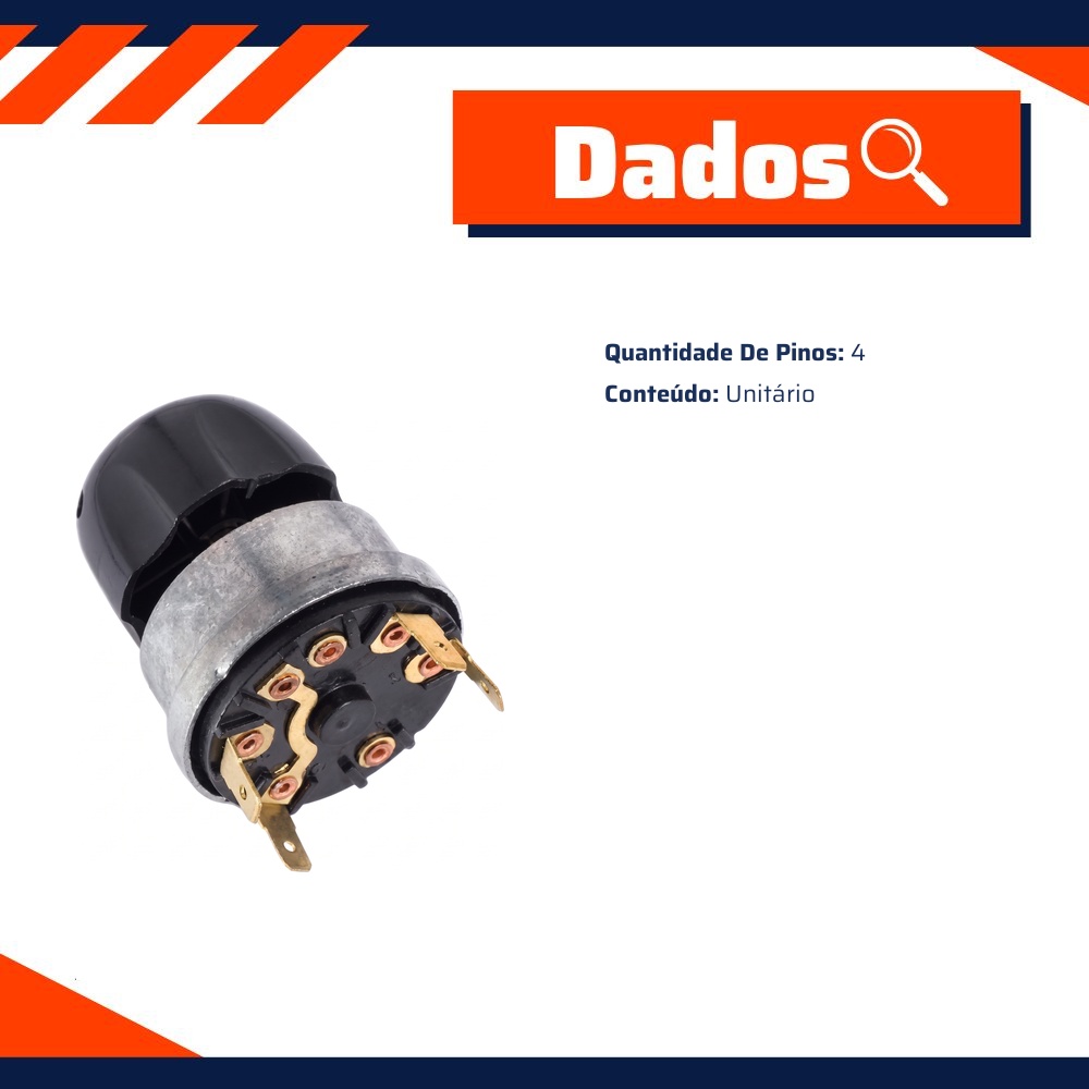 Chave Luz 4 Pinos Rosca 14mm - DPaula - LCG1061