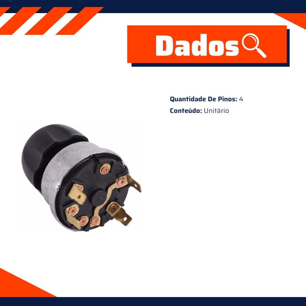 Chave Luz 4 Pinos 4 Posições 19mm - DPaula - LCG1064