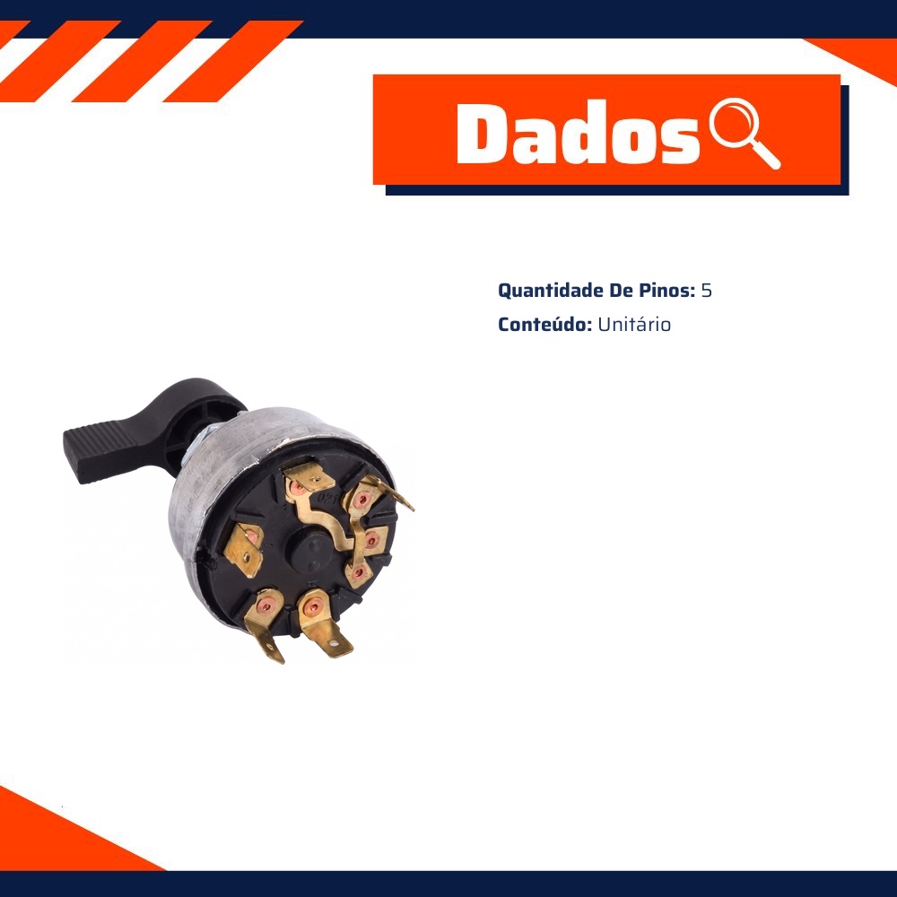 Chave Luz 5 Pinos 6 Posições 14mm - DPaula - LCG1081