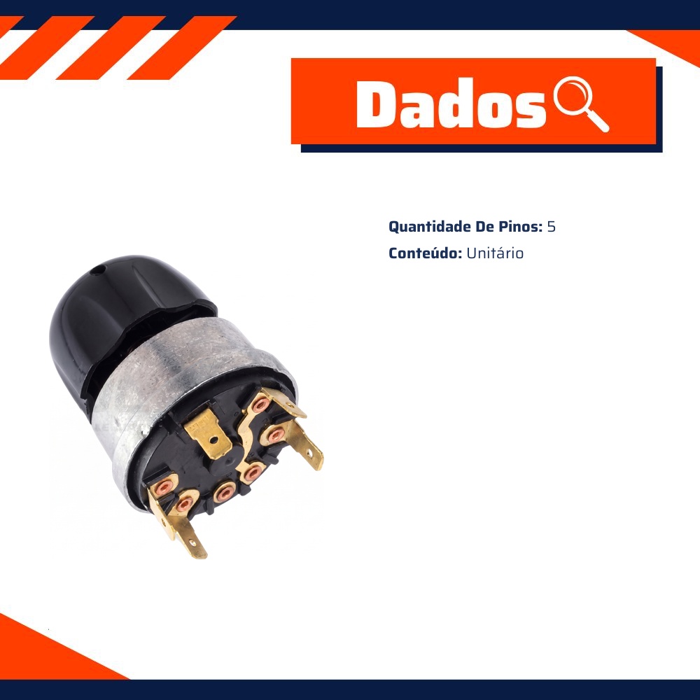 Chave Luz 5 Pinos Rosca 14mm - DPaula - LCG1062