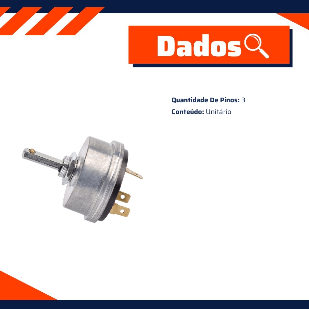Chave Luz 3 Pinos 3 Posições sem Botão - DPaula - LCG1084