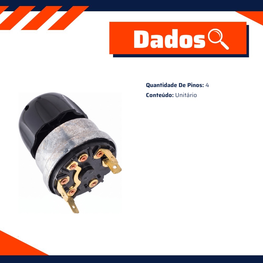 Chave Luz 4 Pinos Rosca 14mm - DPaula - LCG1090