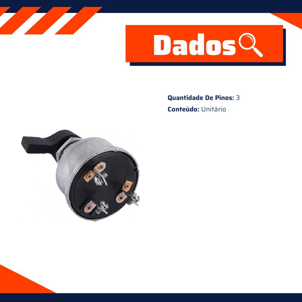 Chave Partida 3 Pinos 3 Posições 16mm - DPaula - LCG1079
