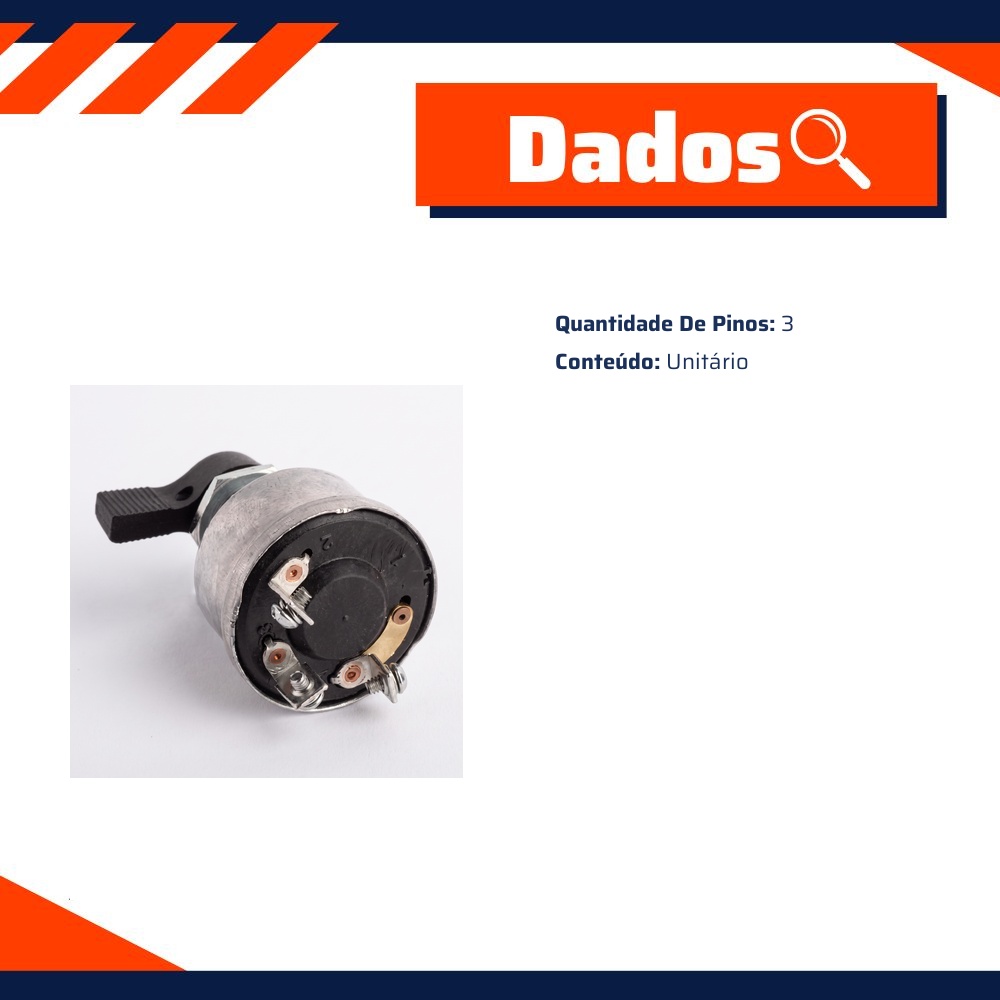 Chave Aquecedor Partida 3 Pinos 3 Posições 16mm - DPaula - LCG1077