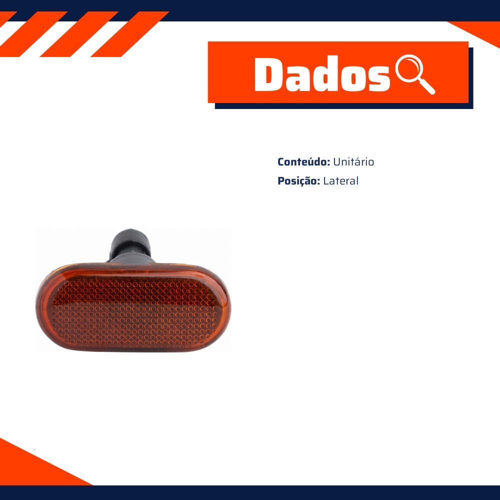 Lanterna Lateral com Soquete Âmbar - DPaula - DP7.401AM