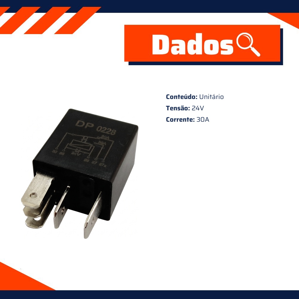 Mini Relê Auxiliar 24V 30A 5 Pinos - DPaula - DP25.0228