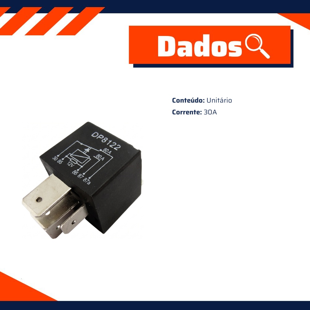 Relê Auxiliar Reversor Selado 80A - DPaula - DP25.8122