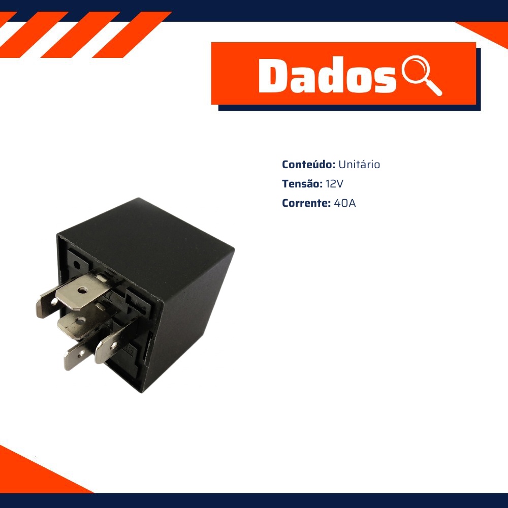 Relê Auxiliar Reversor 12V 40A - DPaula - DP25.0115