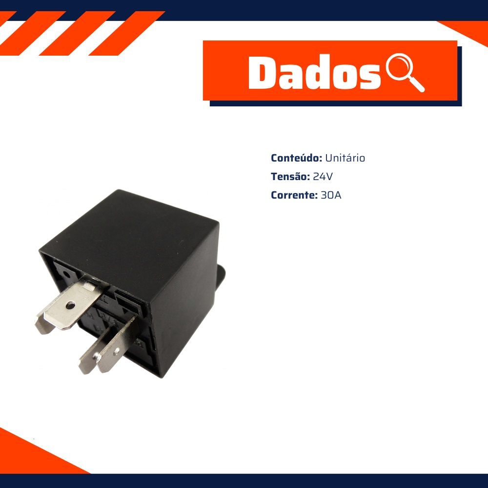 Relê Auxiliar 24V 30A com Suporte - DPaula - DP25.0212