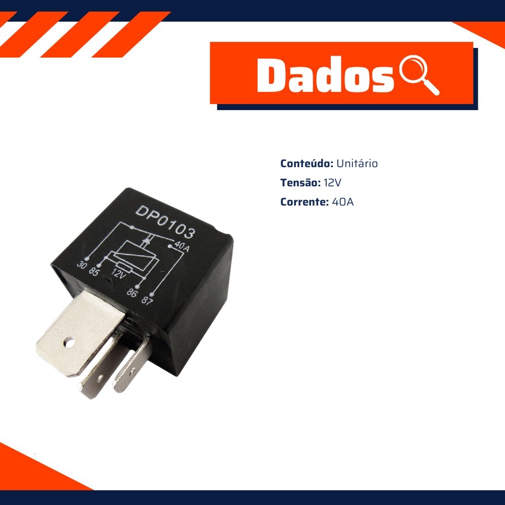 Relê Injeção Eletrônica Bomba Combustível 12V 40A - DPaula - DP25.0103