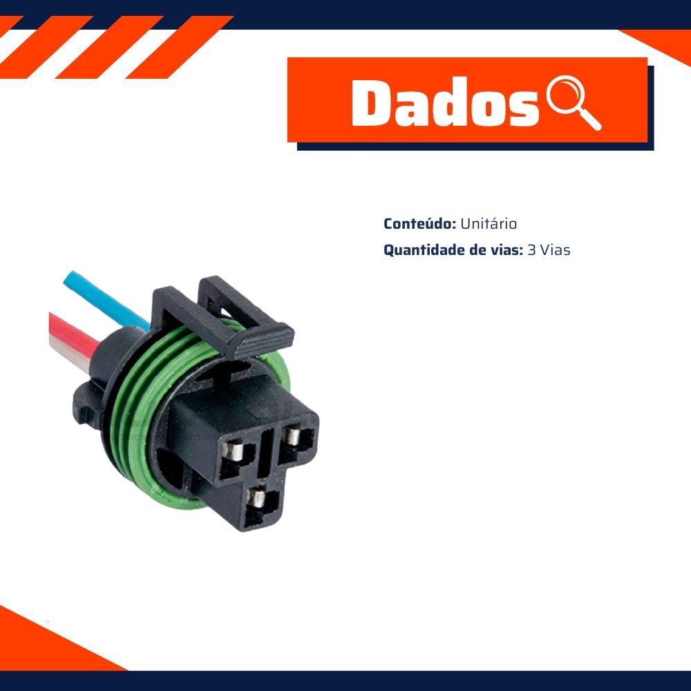 Conector com Chicote 3 Vias - DPaula - DP3.7995