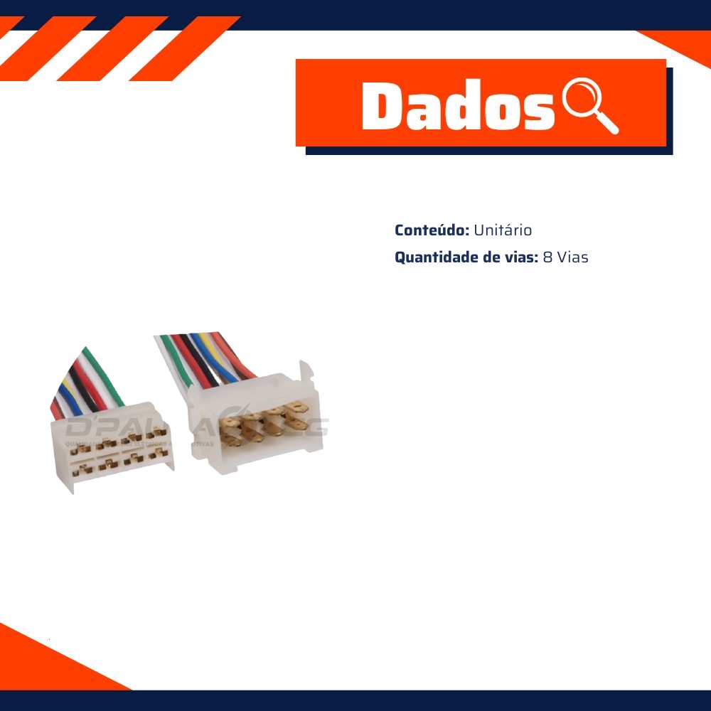 Conector com Chicote 8 Vias - DPaula - DP8.7508
