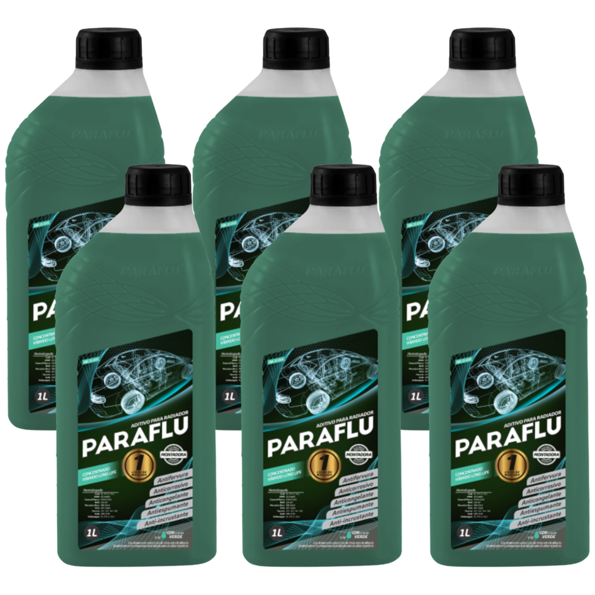 Aditivo 6L Concentrado Radiador Verde Escuro Paraflu Montadora Híbrido