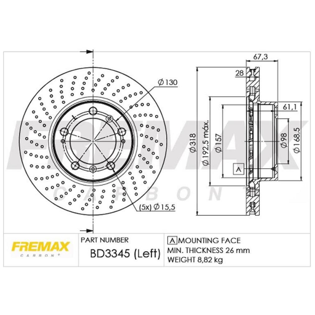 Disco de Freio Ventilado Dianteiro 1 Unidade - Fremax - BD3345