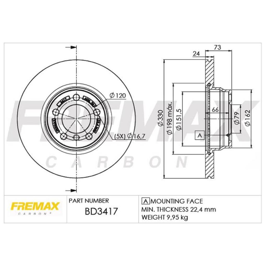 Disco de Freio Ventilado Dianteiro 1 Unidade - Fremax - BD3417